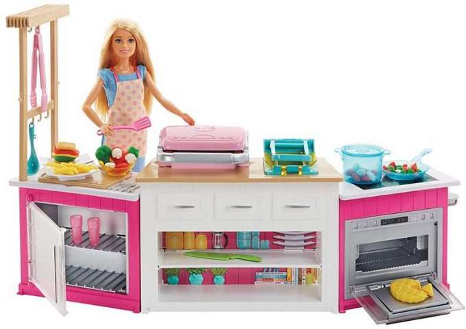 Først bjærgning kandidat Barbie Ultimative Køkken ml. 1 dukke - Barbie dukke tilbehør FRH73 Shop -  Eurotoys.dk