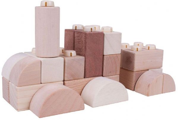 Klik Blokke - Naturlig 100Stk - Bigjigs Konstruktion 534045 Byggeklodser
