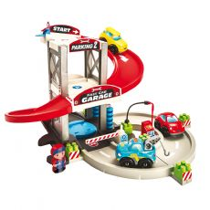 Garage med biler og figur