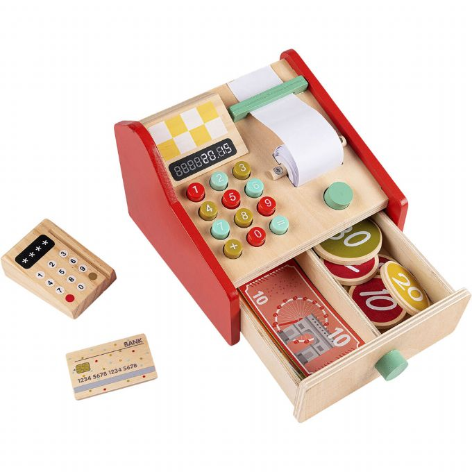 Wooden cash register with accessories version 2