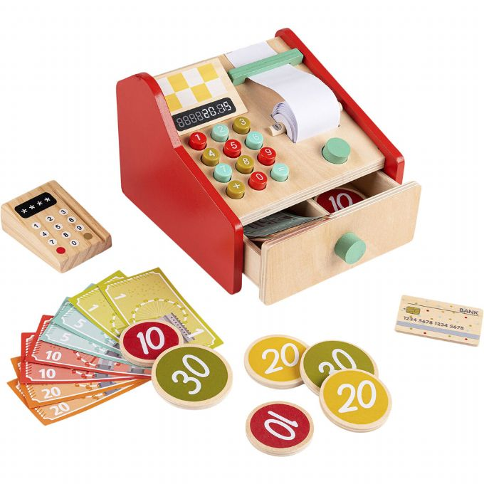 Wooden cash register with accessories version 1