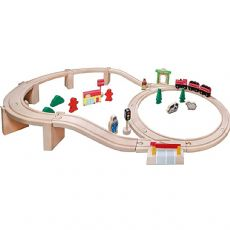 Wooden train set with 38 parts