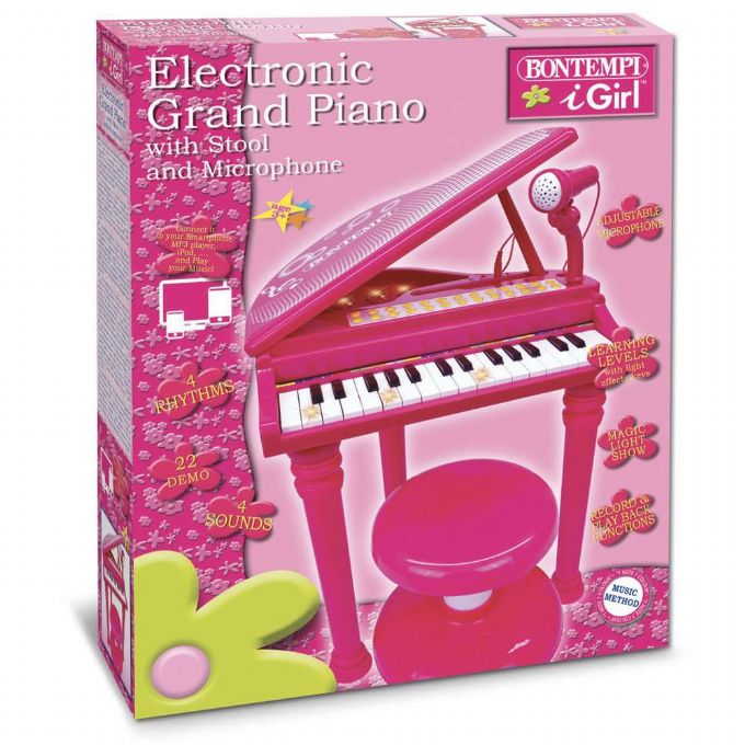 Elektronisk Klaver m. Mikrofon pink version 2