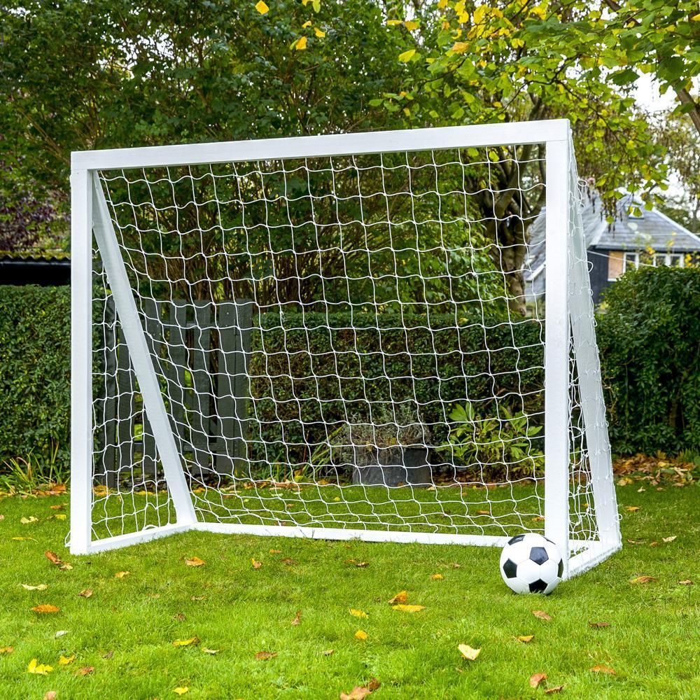 Fodboldmål i TRÆ - FRI FRAGT - 200 cm x 160 cm med net i HVID - KRAFTIG KVALITET - HURTIG LEVERING