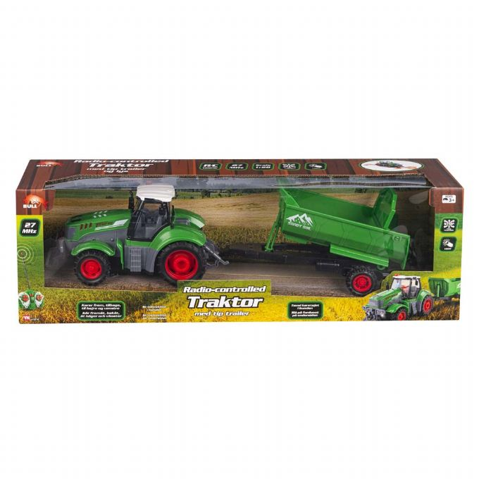 Radiostyret Traktor med Tip Trailer 1:28 version 2