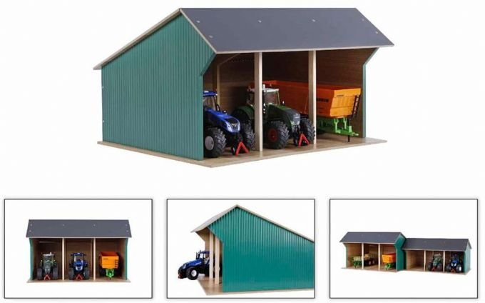 Se Kids Globe STOR Traktor Garage med plads til 3 stk Model 2023 hos Eurotoys