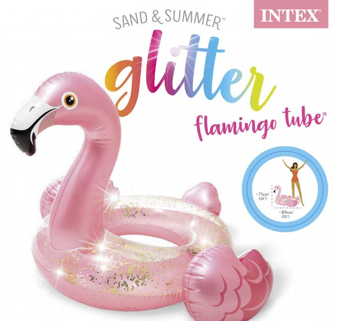 Flamingo Glitter Badring 119x97cm version 4