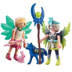 Crystal and moon fairy with totem animal