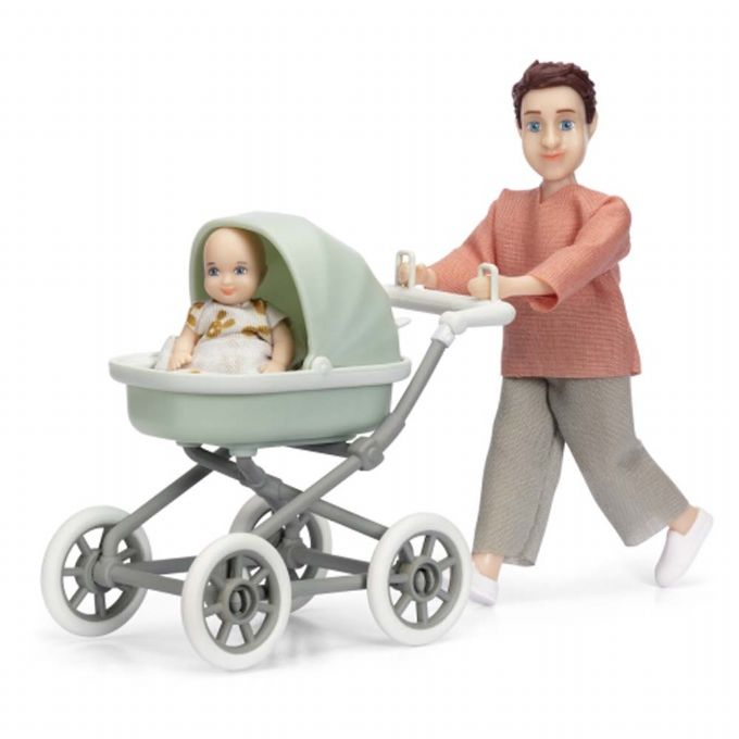 Lundby dukke med baby og barnevogn version 1