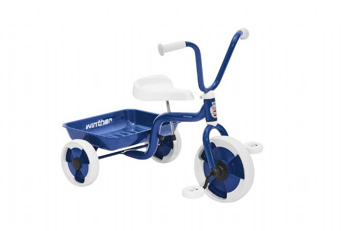 Trehjulet cykel m. vippelad blå/hvid