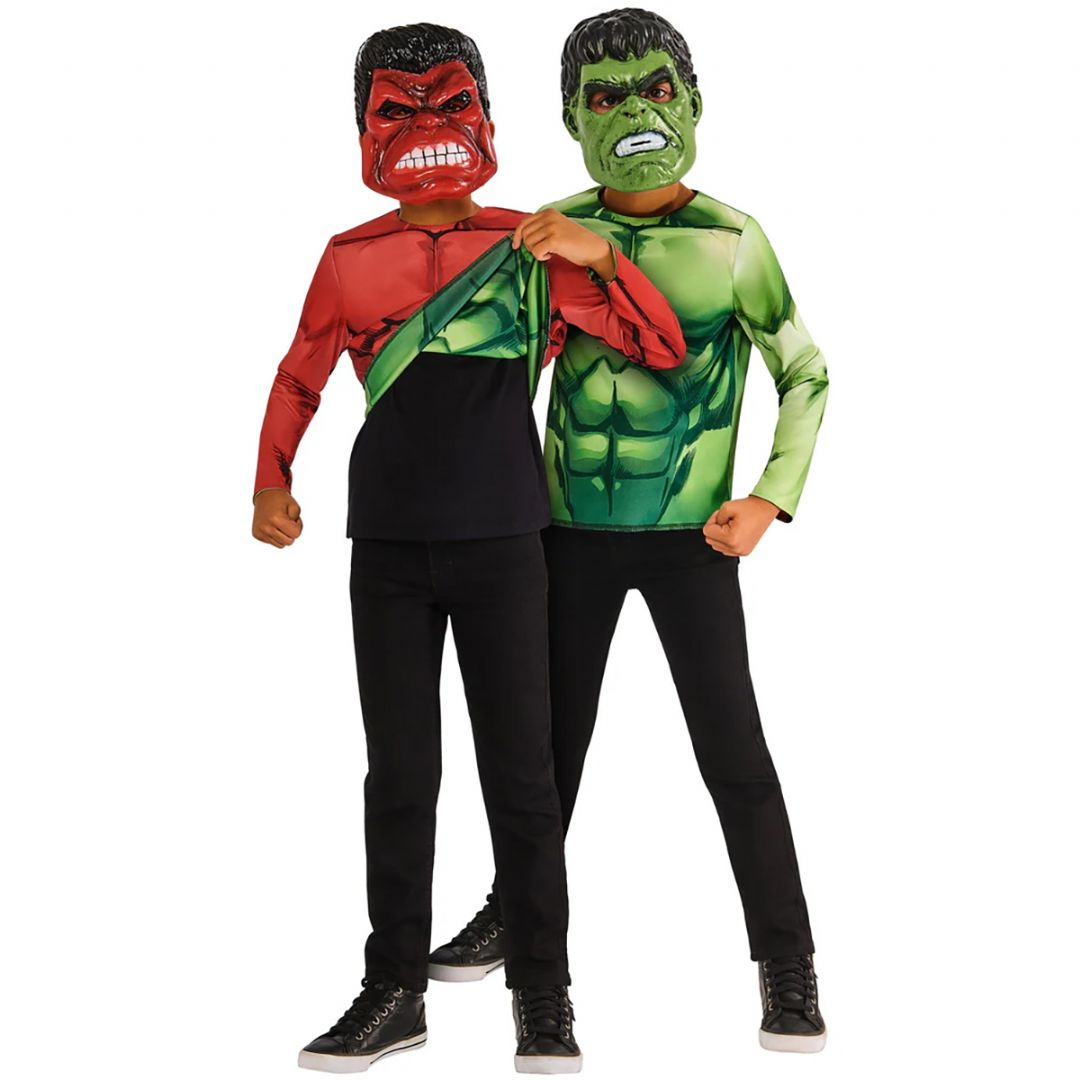 Hulk Vendbar Kostumeoverdel & Masker str Hulk Vendbar Kostumeoverdel & Masker str