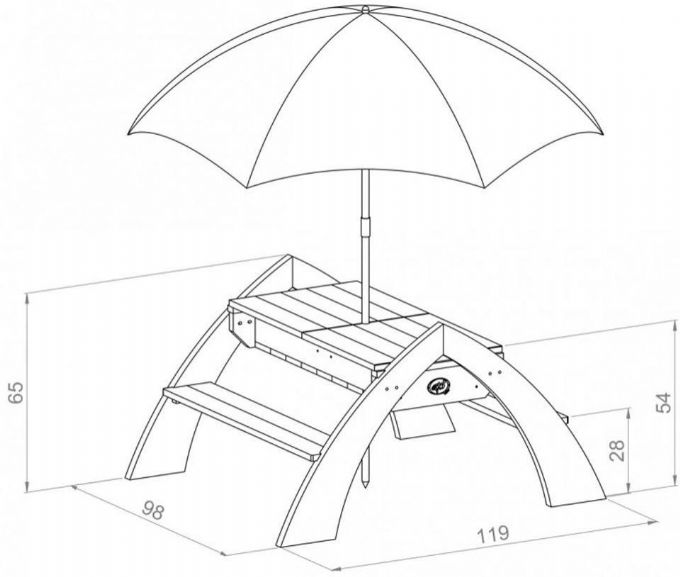 Delta puutarhapenkki aurinkovarjolla version 3
