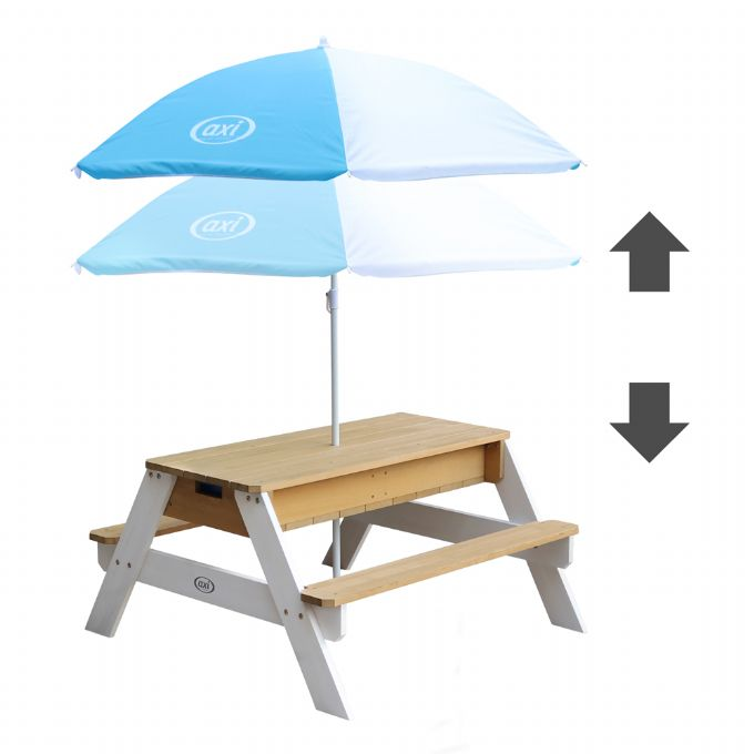 Nick vand/sand bord m. parasol brun/hvid version 6