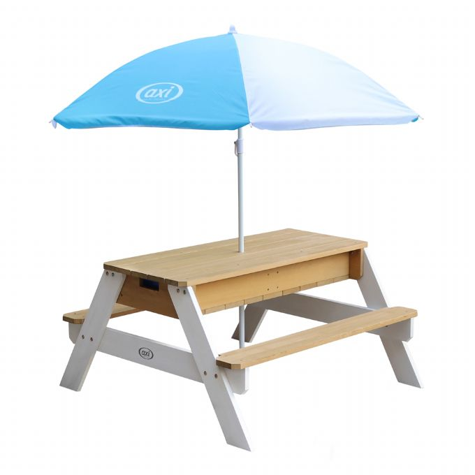Nick vand/sand bord m. parasol brun/hvid version 1