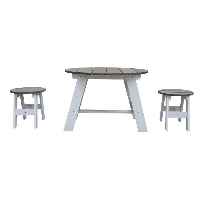 Picknickbord och stolar gr/vit, 3 delar version 2