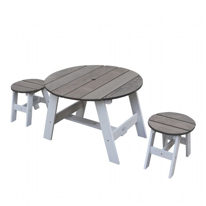 Piknikpyt ja tuolit harmaa/valkoinen, 3 osaa version 1