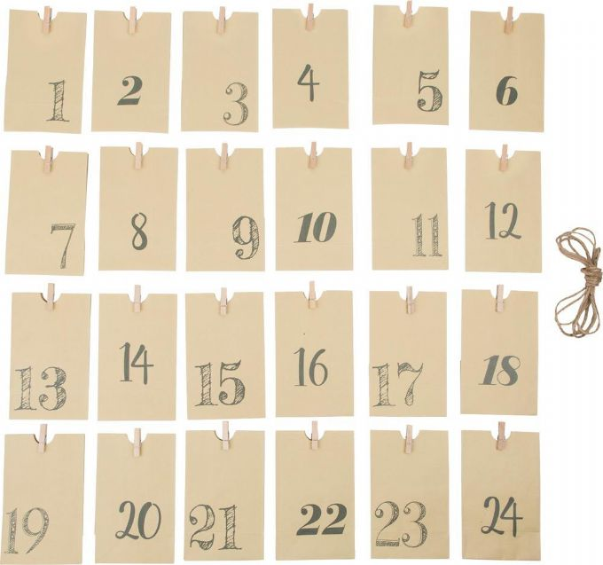 Joulukalenteri 24 kpl luonnollisia paperipusseja version 2