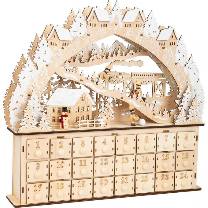 Wooden Christmas calendar, Fun on Skis version 1