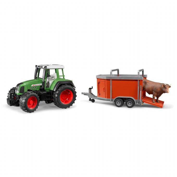 Tractor Fendt926 with trailer and cow version 1