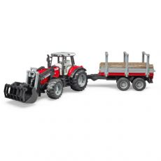 Massey Ferguson traktor med lastare och trailer