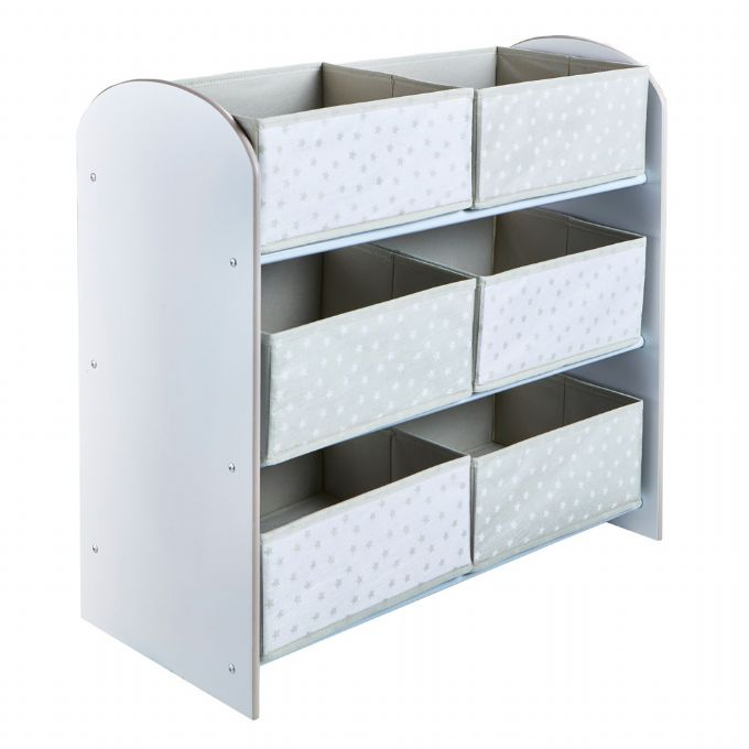 White Klassik Shelving unit with 6 fabric baskets version 2