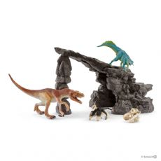 Dinosauriesats med grotta