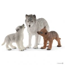 Mother wolf with cubs