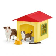 Dog house with mother dog and puppy