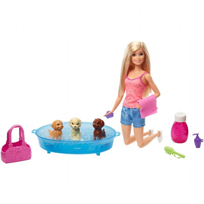Barbie Badetid, blonde med 3 hunde version 3