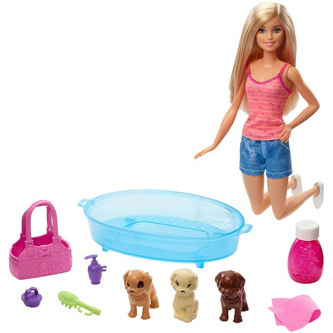 Barbie Bathtime, blond med 3 hunder version 1