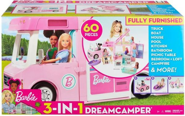 Gå rundt Banzai Hyret Barbie Eventyr Autocamper 3i1 - Barbie bil Dreamcamper GHL93 Shop -  Eurotoys.dk