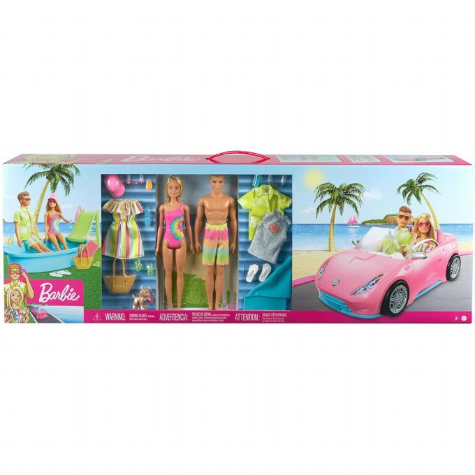 Barbie lekset med bil, pool och 2 dockor version 2