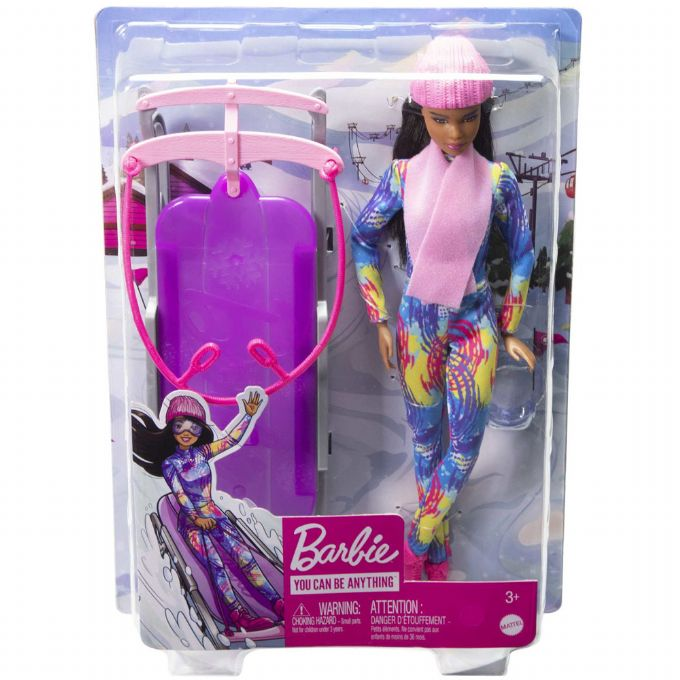 Barbie-talviurheilunukke kelkan kanssa version 2