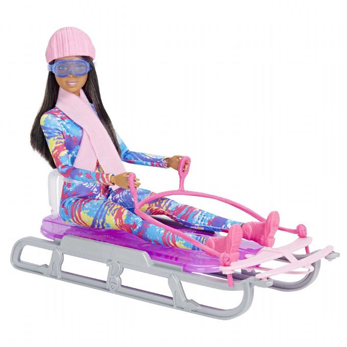Barbie-talviurheilunukke kelkan kanssa version 6