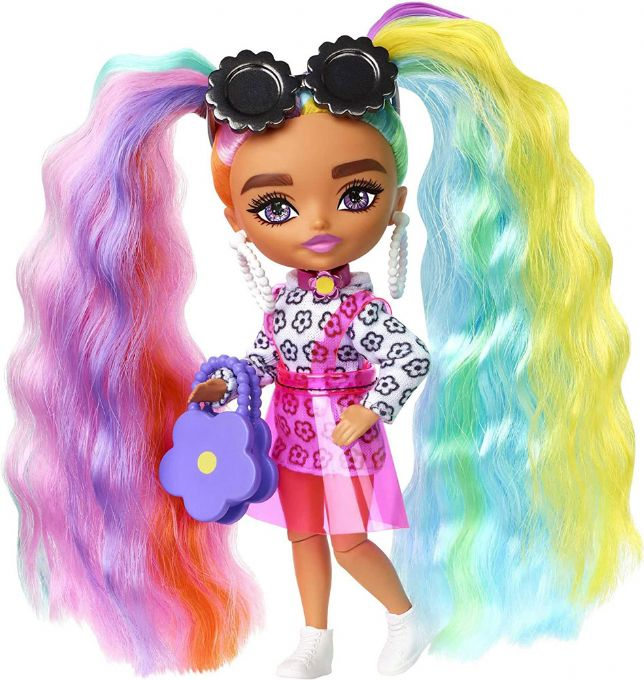 Barbie Ekstra Mini Rainbow Fletning Dukk version 1