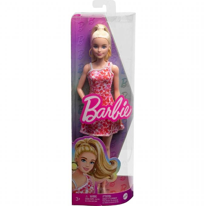 Barbie-nukke punainen kukkainen mekko version 2