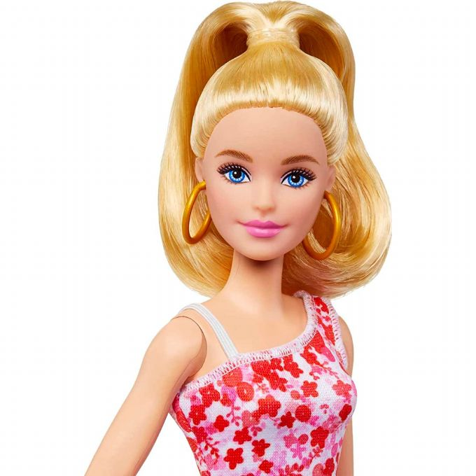 Barbie-nukke punainen kukkainen mekko version 4