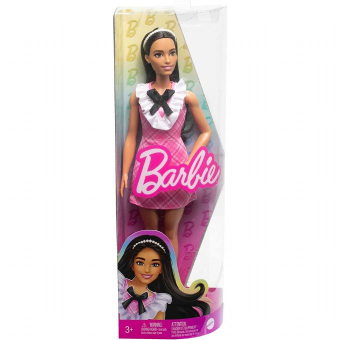 Barbie-nukke vaaleanpunainen ruudullinen mekko version 2