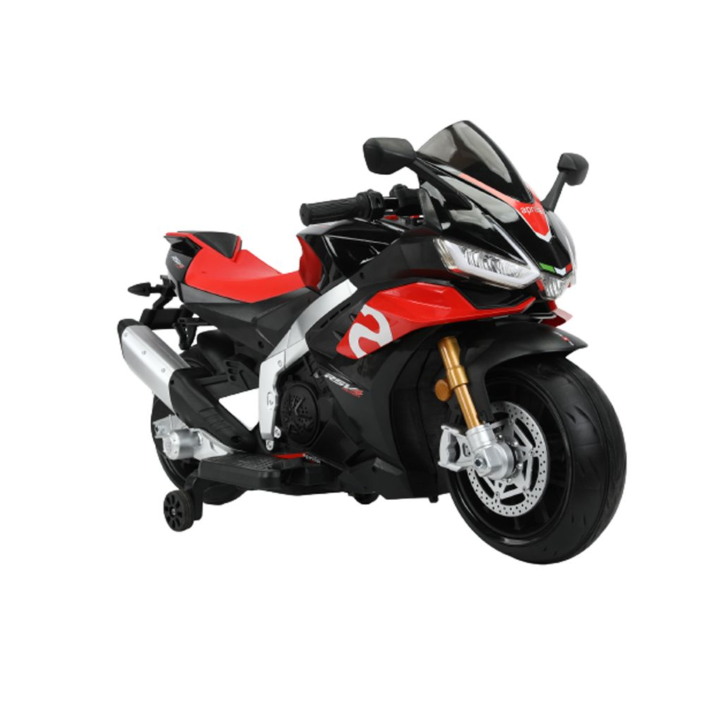 Aprilia RS V4 -moottoripyörä 12V, musta Azeno Sähköauto lapsille 003900