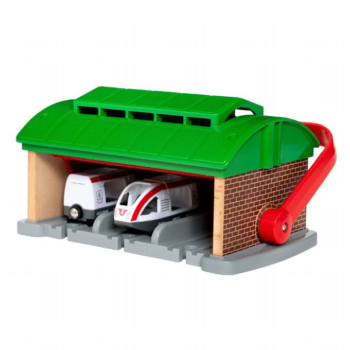 Train garage with carrying handle version 3