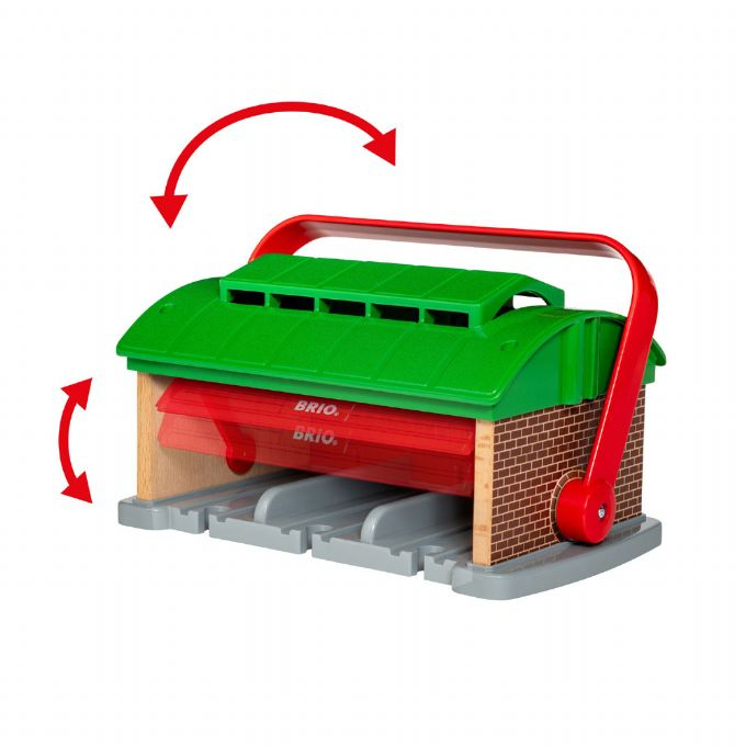 Train garage with carrying handle version 4