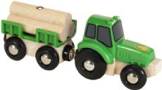 Traktor mit Waggon und Holz