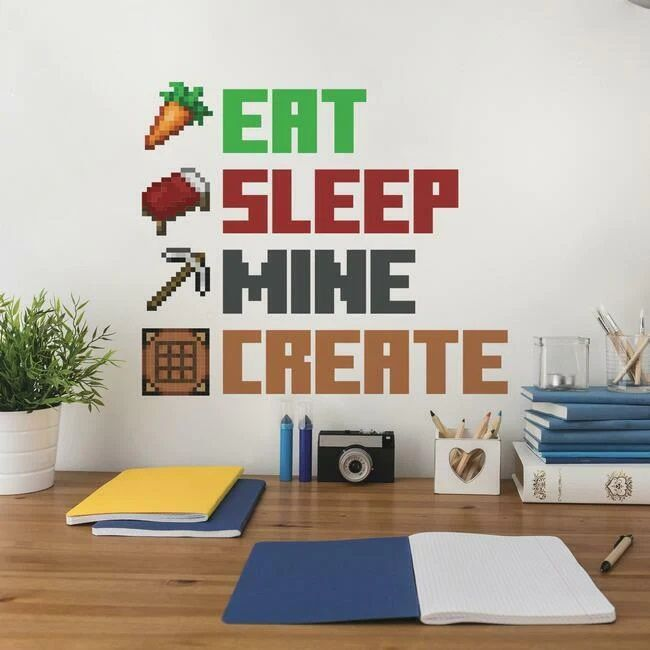 Billede af Minecraft Eat, Sleep, Mine, Create wall