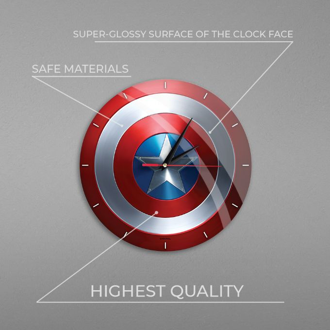 Captain America Shield analog veggklokke version 3