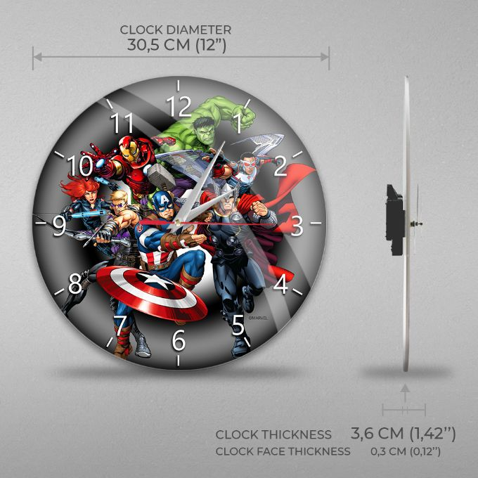 Marvel Avengers musta analoginen seinkello version 2