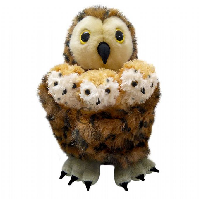 Golden brown owl with 3 babies version 1