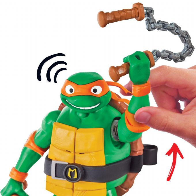 Kilpikonnat -elohahmo Ninja huutaa Michelangeloa version 3