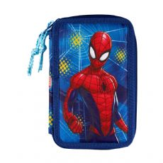 Spiderman double pencil case with contents