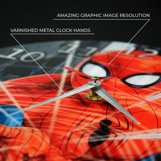 Spiderman svart analog veggklokke version 6