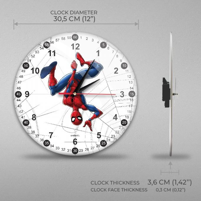 Spiderman Vit Analog Vggklocka version 2